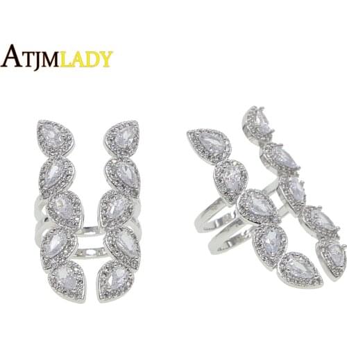 Silver color Open size clear tear drop cubic zirconia fashion luxury engagement band CZ women luxury ring jewelry high quality