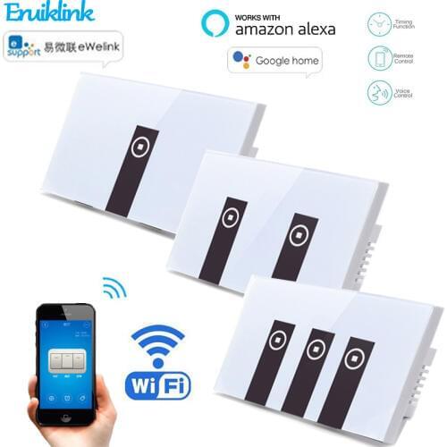 EWelink APP Wifi Switch for Smart Home US 1/2/ 3 Gang Wall Light Wireless Switch Remote Control Via Works With Alexa Google Home