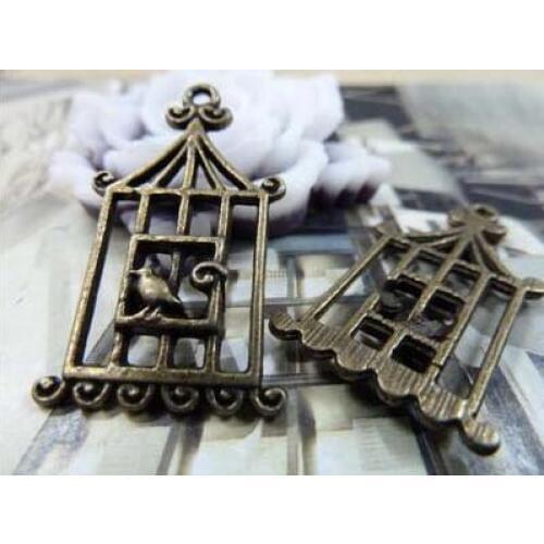Zinc alloy pendant jewelry accessories diy handmade material charms copper hollow out bird18*32mm
