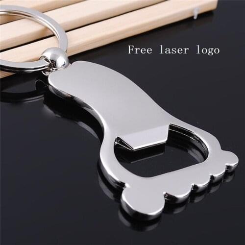 QuevinalFoot Keychain Bottle Opener Metal Key Ring Beer Cap Corkscrew Gift Cap Opener Kitchen Tools Accessories Free laser logo
