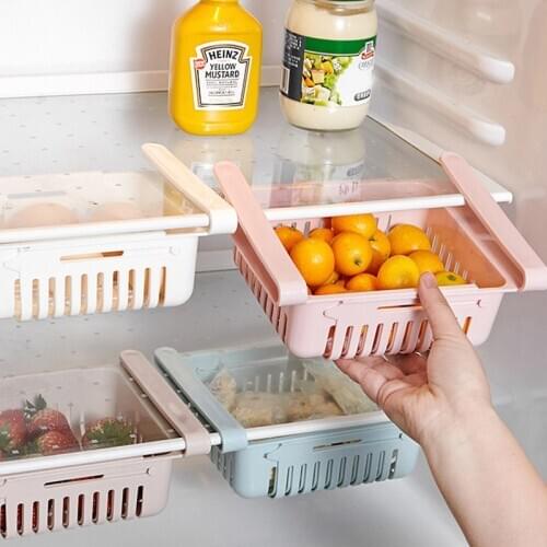 Adjustable Refrigerator Storage Box Refrigerator Shelf Removable Drawer Storage Box Space Saving Kitchen Supplies