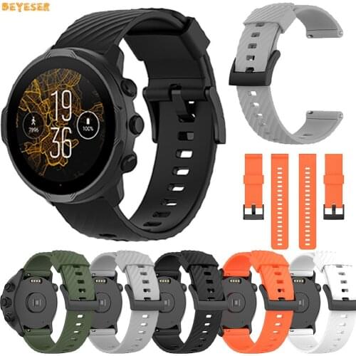 24mm Silicone Watch Strap For Suunto 9/Baro Smartwatch Replacement Wristband For Suunto 7 Replacement Watchband Bracelet Belt