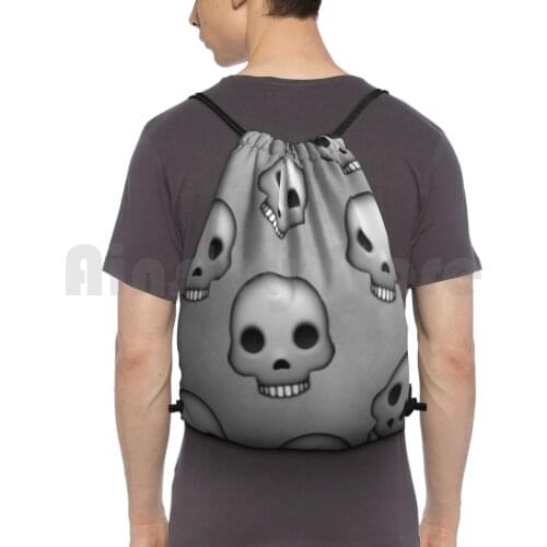 Skull Pattern Backpack Drawstring Bag Riding Climbing Gym Bag Skull Goth Case Funny Design Skull Cool Awesome Grunge Dark
