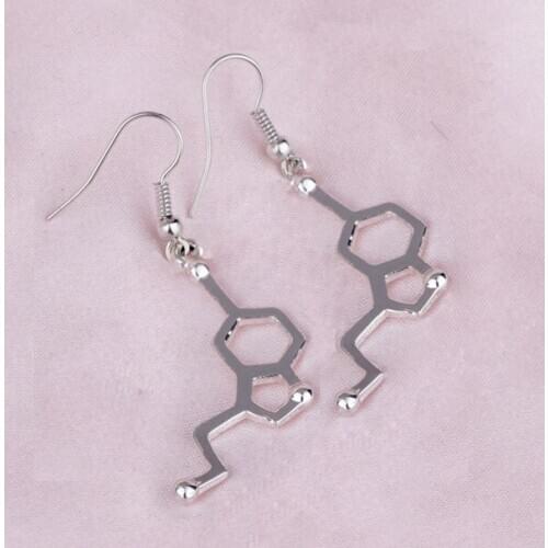 New Creative Silver Earrings Chemistry Molecular Formula Dopamine Earrings Stud Birthday Gift Teachers Day Valentines Day Gift