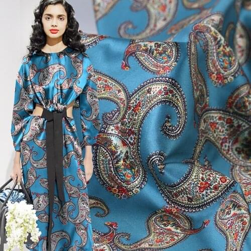 108cm wide silk stretch satin fabric meter 19mm digital print dress silk fabric elastic spandex fabric wholesale silk cloth