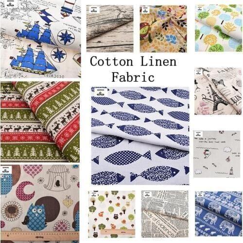 Printed Cotton Linen Fabric For Sewing Quilting,DIY Sailor Series Cloth Of Curtain,Bag,Cushion,Furniture & Sofa Cover Material