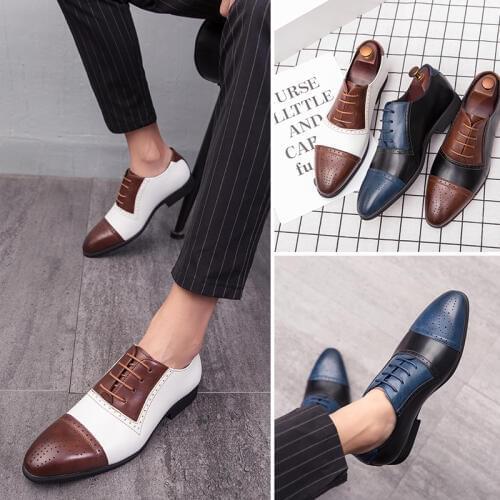 Brand Pointed Toe Men Shoes Business Men Office Formal Leather Shoes Mixed Color Fashion Gentleman Casual Footwear Size 38-48