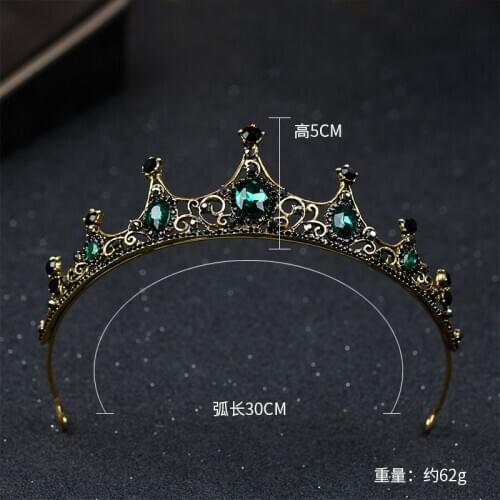 Vintage Small Baroque Green Crystal Tiaras Crowns for Women Girls Bride Fashion Headpieces Veil Tiara Wedding Hair Accessories