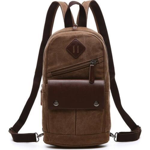 Vintage Rucksack Canvas Men Backpack Male Students School Bags Retro Man One Shoulder Chest Bags Triangle Back Pack Bolsas