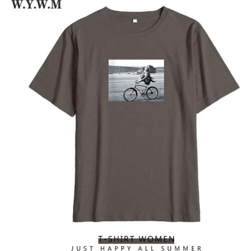 WYWM Summer Character Printed Tshirts Women Korean Vintage Graphic Tee Harajuku Loose Free Fashion Short Sleeve Female Tops
