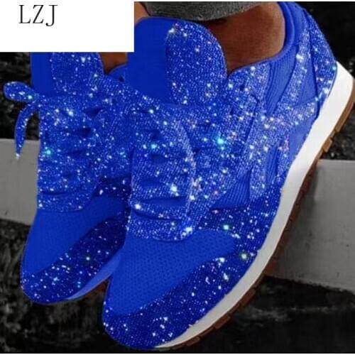 2020 Plus Size Woman Sneakers Shining Glitter Autumn Shoes Woman Platform Trainers Ladies silver Shoes Tenis Feminino Red Blue