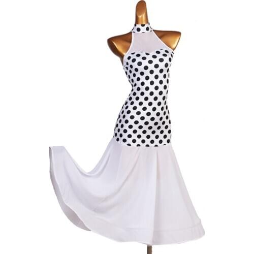 New Modern Ballroom Dance Competition Dress For Women/Girls Polka Dot Big Swing Skirt Latin Waltz Foxtrot Dance Costumes DQL3958