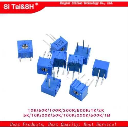 10pcs 3362P 101 201 501 102 202 502 103 203 503 104 204 504 105 Trimpo Trimmer Potentiometer 3362 500R 1K 2K 5K 10K 20K 50K 100K