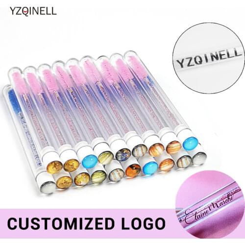 50/100pcsReusable Eyebrow Brush Tube Makeup Brushes Mascara Wand Separate Tube Crystal Eyelash brush Eyelash Extension Tools