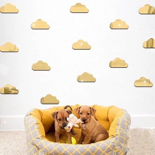 Acrylic Mirror Cartoon Clouds Wall Stickers For Kids Rooms Baby Nursery Self-adhesive Wall Decal Home Decor DIY Art Mural Poster