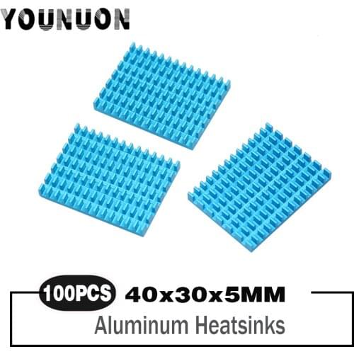 100PCS 40x30x5mm Aluminum Heat Sink Blue Aluminum profile heat sink chip IC CPU Router memory PCB board Electronic cooler