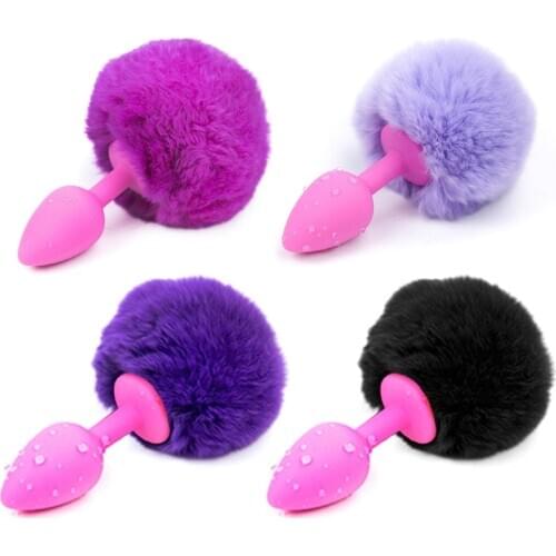 Anal Toy Butt Plug with Crystal Jewelry Smooth Touch Silicone Bunny Tail Anal Plug Anal Sex Toys for Woman Men Gay