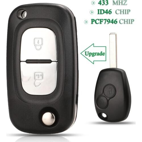 Bilchave 5pcs For Renault Clio III Master Modus Twingo Fob 2BT 433MHz ID46 PCF7946 Chip Folding Remote Car Key With VA2 Blade