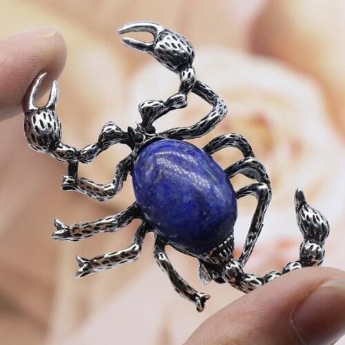 Scorpion Brooch Pendant Natural Crystal Agates Stone Pendants Meditation Energy Pendulum Hip Hop Rock Style Necklace Pendants
