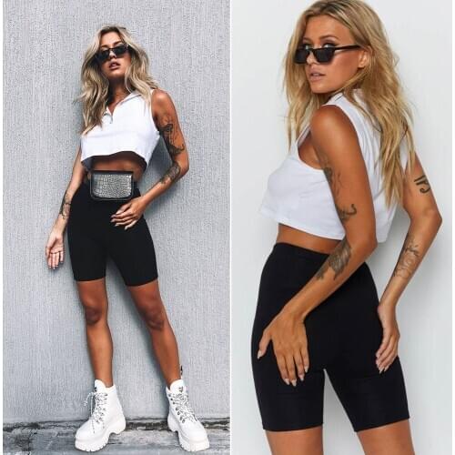 Summer Womens Cycling Pants Stretch Plain Casual Sports Fitness Ladies Elastic Waist Elastic Black Slim Pants