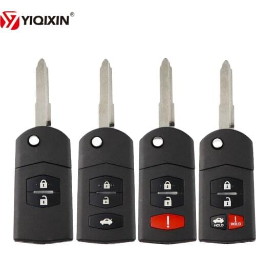 YIQIXIN 2/3/4 Buttons Remote Key Case Fob Shell Flip Folding For Mazda 2 3 5 6 M6 MX5 CX5 CX7 CX9 RX8 With Uncut Blade Key Head