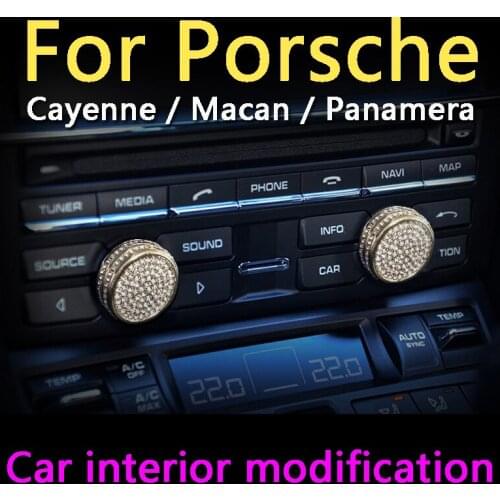 For Porsche Cayenne Macan Panamera Car Interior Modification Volume Buttons Transform Diamond Decorations Car Beautification