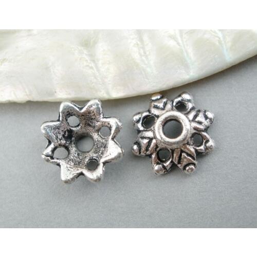 DoreenBeads Handmade Metal Beads Caps Flower Antique Silver Color Leaf DIY Jewelry (Fit Beads Size:8mm-12mm Dia.) 9mmx3mm,150PCs