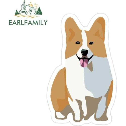EARLFAMILY 13cm x 8.3cm For Corgi Pembroke Creative Car Stickers Anime Graphics Decal Graffiti Sticker Waterproof Decoration