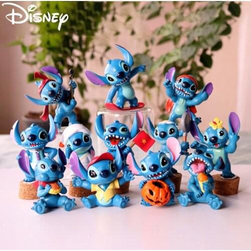 Disney Action Toy Figures Lilo&stitch Doll Mini Stitch Micro Landscape Doll Decoration Ornament Gifts Cute Car Cake Accessories