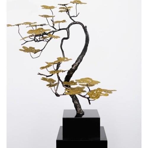 Chinese ornaments metal pine home living room hotel model room porch crafts sculpture furnishings