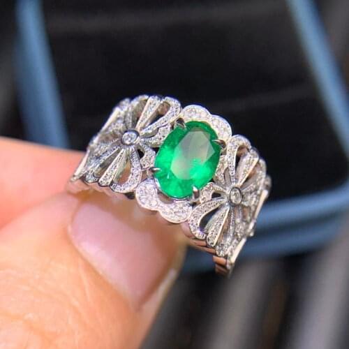 P609 Emerald Ring 1.13ct Pure 18 K Gold Jewelry 100% Natural Emerald Gemstone Diamond Female Wedding Rings for women Fine Ring
