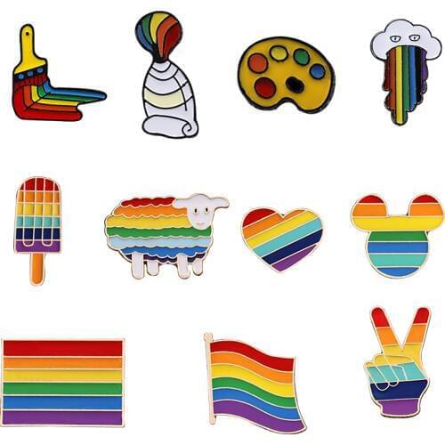 LGBT Pride Brooch Pin Set Animal Love Heart Multicolor Brooches Women Man Gay Girls Lesbian Pop Jewelry Friends Gifts Accessorie