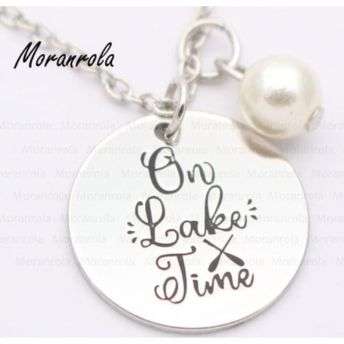 New arrival" On Lake Time "Copper necklace Keychain,charm Lake love charm Vacation of Beach necklace Silver plated necklace
