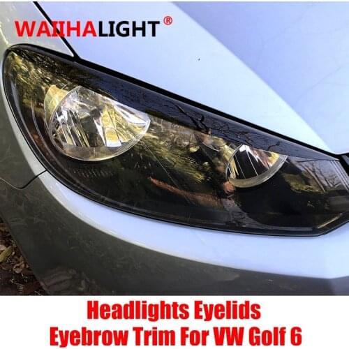 2Pcs/lot Headlights Eyebrow Eyelids Carbon Fiber Trim Cover for Volkswagen VW Golf 6 Car Styling
