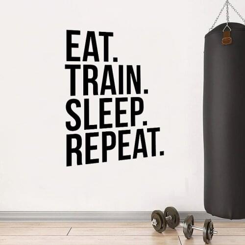 Eat Train Sleep Repeat Fitness Wall Decal Quote For Gym Sport Motivational Quotes Art Stickers Home Decor Removable Wallpaper