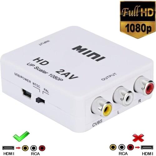 NEW HDMI-compatible to AV RCA Audio Video Converter AV/CVSB L/R Video Box HD 1080P 60Hz HDMI2AV Support NTSC PAL Output HDMIAV