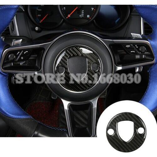 Carbon Fiber Interior Steering Wheel Trim Cover For Porsche Cayenne 2015-2018 1pcs Car accesories interior Car Trim