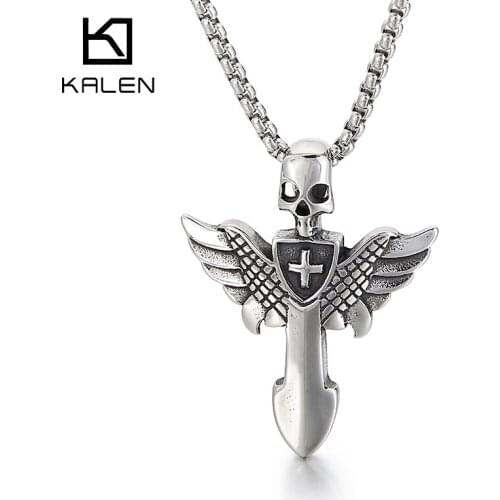 Stainless Steel Evil Spirit Cross Pendant Necklace Men Never Fade