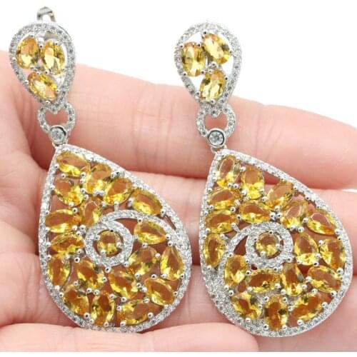 37x28mm SheCrown Bohemia Design Silver Earrings for Women Created Violet Tanzanite Fine Jewelry Daily Wear