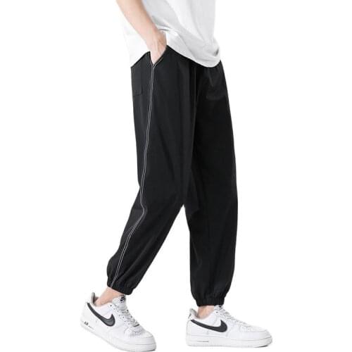 Ice Silk Casual Pants For Men Thin Summer 2021 Loose Air Conditioning Quick-dry Sports Long Pants Korean Fashion Fitness Pants