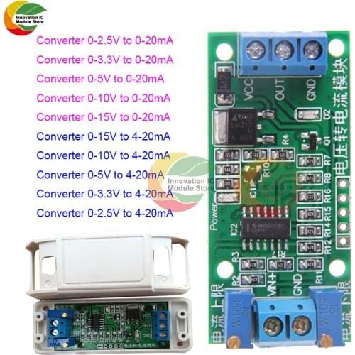 Voltage To Current Module 0-2.5V 0-3.3V 0-5V 0-10V 0-15V 0-24V to 0 -20mA/4 -20mA Current Transmitter Signal Converter Module