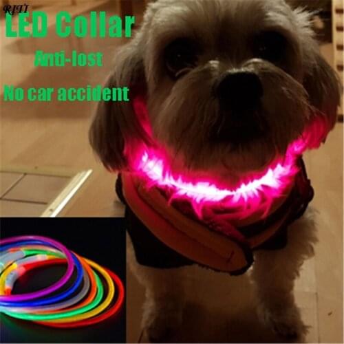 Adjustable USB Charging LED Tube Flashing Night Dog Collars Safety Pets Collar