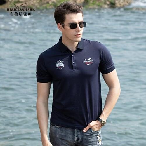 Summer 2021 Bruce&Shark Mercerized Cotton Mens Polo Shirt Mens Tees Embroidery Casual Smart TOP Quality Plus size S To 4XL