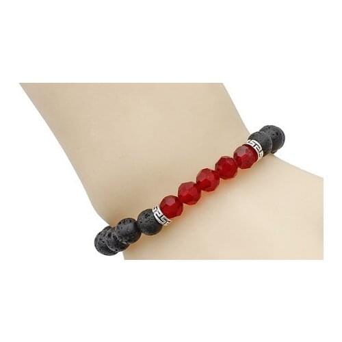 8mm hrh2 glass crystal elastic thread adjusted black volcanic lava Bracelet Stone bead essential oils diffuser Buddha Yoga