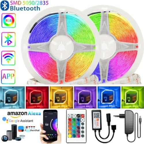LED Strip Lights TV Desk Bedroom Decoration Iuces RGB 5050/2835 Waterproof 12V Flexible Lamp Tape Ribbon Diode For Party 5M-20M
