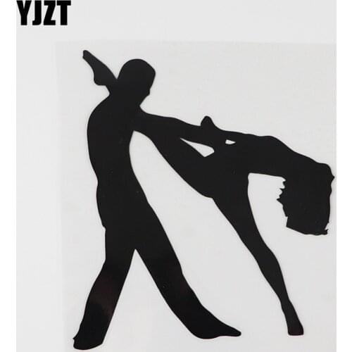 YJZT 12.7CMX14.3CM Couple Dance Tango Beautiful Melody Vinyl Car Sticker Black/Silver 8A-0894