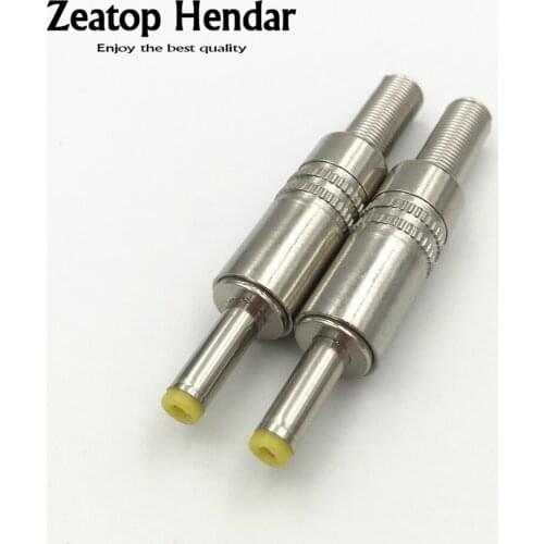 1Pcs 4.0x1.7mm 4.8x1.7mm DC Power Male Plug Adapter Socket 4017 4817 DC Jack Yellow Head Silver Metal Cover Shell DIY Connector