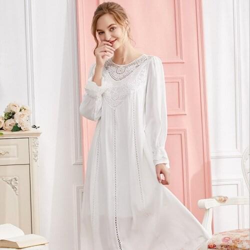 100% Cotton Princess Sweet Sleepwear Women Nightgown Lace Nightdress Homewear Nightwear Luxury Female Night Gown Loungewear