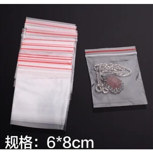 100pcs/lot 5 Size Jewelry Zipper Zipped Lock Bag Reclosable Plastic Clear Poly Bags Thickness 0.05mm