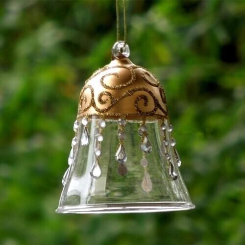 12pcs/pack 8*10cm Bell Shaped Glass Pendant Diameter=8cm Height=10cm School Window Wedding Decoration Christmas Day Glass